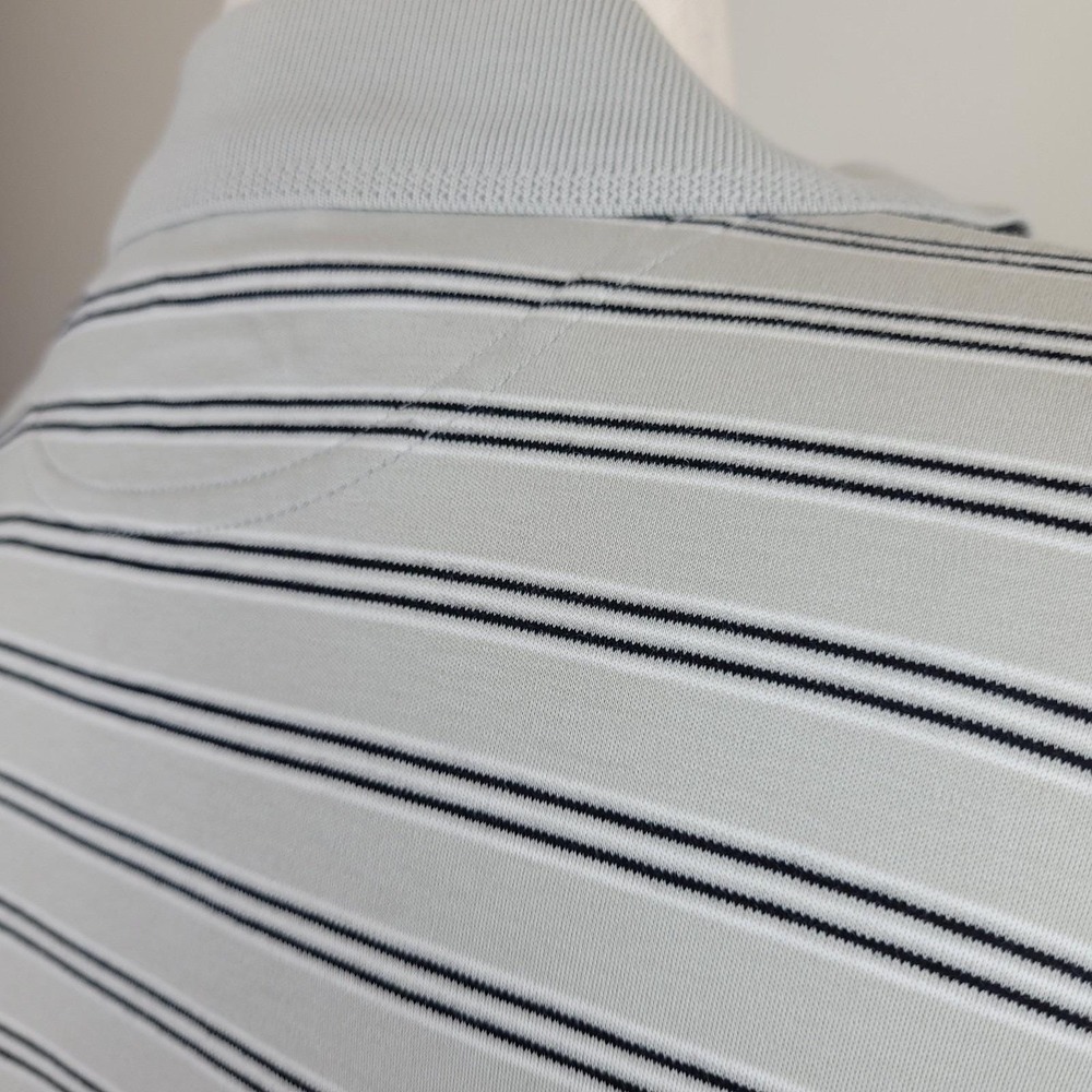 Vintage 90s Hathaway Polo Shirt Mens XXL grey Pima Cotton stripes 3 three button - Picture 12 of 16